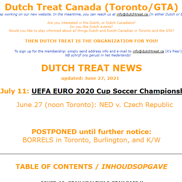 Dutch Treat - Dutch organization in Toronto ON